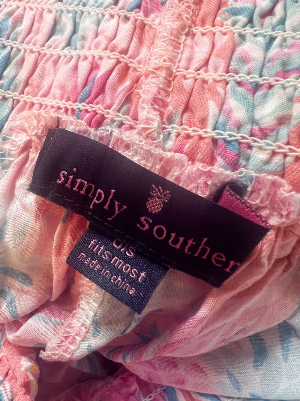 Simply Southern Wide Leg Smocked Palazzo Pants Pink Pineapple Print size OS - Picture 5 of 10
